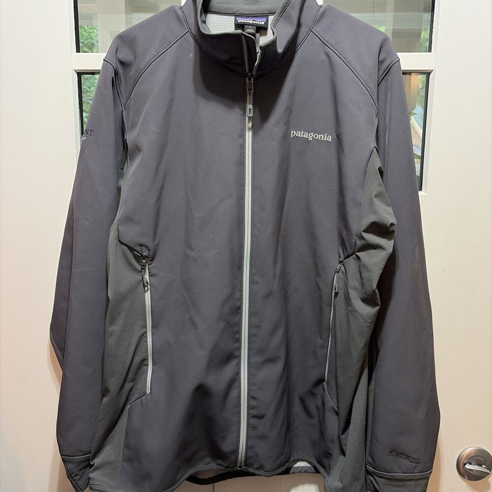 PATAGONIA PolarTec WindBlock Adze Hybrid Soft shell Jacket Women L Gray HAS LOGO